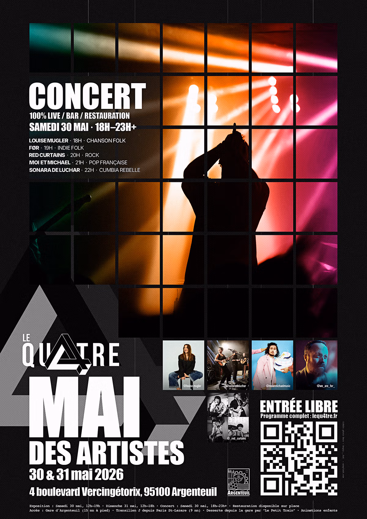 Mai des Artistes 2026 - Le Qu4tre - Affiche Concert